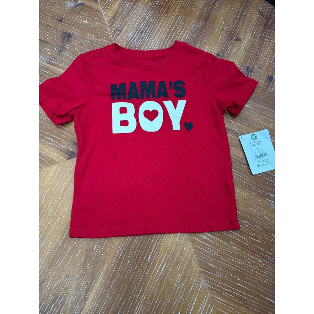 Way To Celebrate! Valentines Day Red "Mamas Boy" Toddler T-Shirt 3T